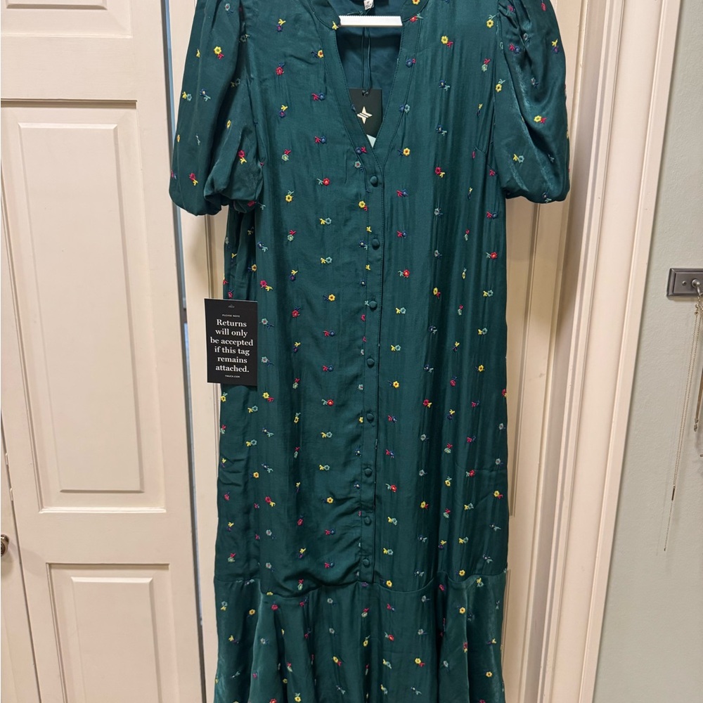 Chic Teal Floral Women's Dress - Tuckernuck Size M NWT - Picture 7 of 7